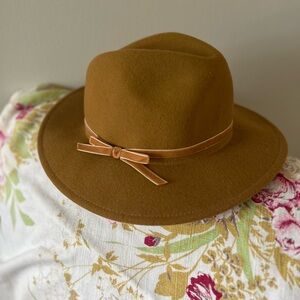 NWT J.Crew Factory Bow Fedora Hat, Camel, Wool, Sz M/L, Retail 80
